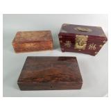 Three vintage wood jewelry boxes