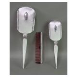 Three piece sterling silver vanity set