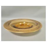 Amber glass center bowl with gilt rim