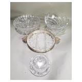 Group of crystal, bowls,  platter, covered dish