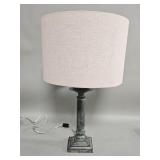 Vintage brass and wood column table lamp