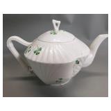 Vintage Belleek porcelain teapot "Harp Shamrock"
