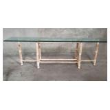 McGuire bamboo and rattan console table with