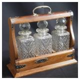 Vintage oak and metal tantalus