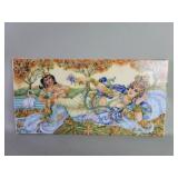 Hindu hand painted porcelain panel depicting