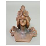 Antique Art Nouveau copper tone spelter figure