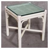 McGuire bamboo and rattan side table with glass