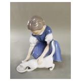 Denmark porcelain girl with cat figurine