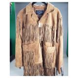 Leather Gallery suede fringe button front jacket