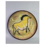 Vintage Japanese ceramic wall plate depicting