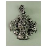 Sterling silver cross pendant marked Jerusalem