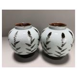 Pair of vintage Chinese vases bamboo motif