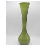Vintage hand-blown green art glass bud vase