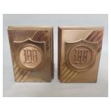 Art Deco monogram metal bookends