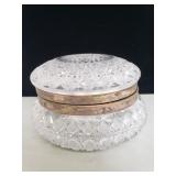 Cut crystal and silver plate hinged dresser box