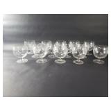 Group of etched glass brandy snifter