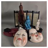 Group of japanese and chinese carved wood
