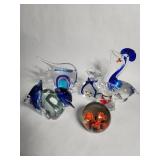 6 glass fish paperweights/decor