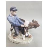 Royal Copenhagen "Boy with cow" porcelain figurine
