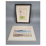 Pair of signed Michaelene watercolor paintings