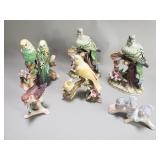 Group of porcelain and ceramic bird figurines