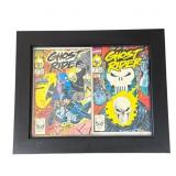 Framed pair of Ghost Rider comic books
