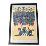 Framed Martino Dorce signed watercolor painting