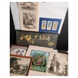 Vintage art bundle, yard long litho, Disney c