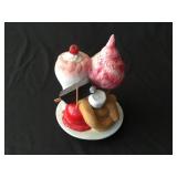 Vintage bisque ice cream sundae rotating music box