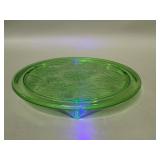 Vintage uranium glass footed cake stand