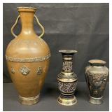 Group of vintage decorative metal vase collection