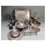 Group of vintage silver plate items