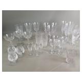 Group of crystal and glass stemware