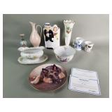 Group of porcelain and ceramic items; pitcher,