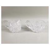 Cut crystal creamer and sugar bowl