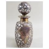 Vintage silver overlaid and crystal decanter