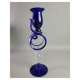 Hand blown glass candlestick