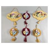 Group of vintage Capodimonte and velvet plaques