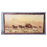 Western scene print with resin coating