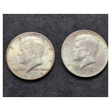 2 1964 Kennedy Silver Half Dollar Coins