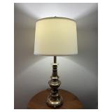 Vintage mid-century 3 way brass lamp with shade