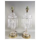 Vintage Hollywood Regency crystal table lamps