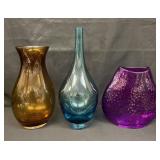 Group of art glass vases