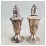 Vintage sterling silver glass lined salt and