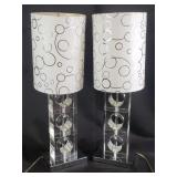 Pair of modern acrylic and chrome table lamps