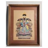 Vintage hand painted Chinese Empeess on throne