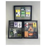 Group of framed back stage VIP passes form