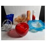 Vintage Murano style glass vases & bowls