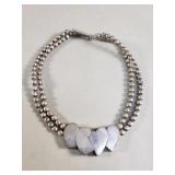 Sterling silver double strand beaded necklace