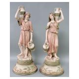 Pair of Royal Dux style porcelain figural lamp